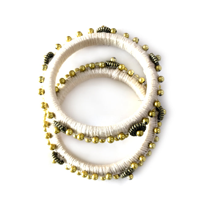 Off white beadwork bangles - Aesthetics Designer Label