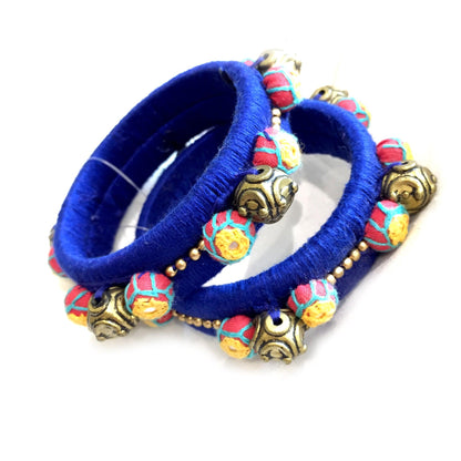 Pair of Anchor cotton thread Antique beads bangle - Aesthetics Designer Label