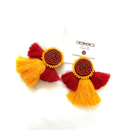 Handmade Beaded Thread Tassels Earring - Aesthetics Designer Label