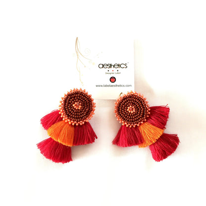 Handmade beaded thread tassels earring - Aesthetics Designer Label