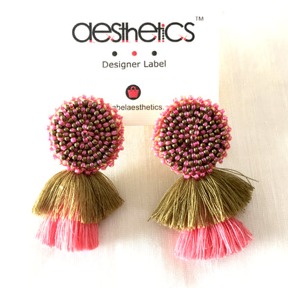 Thread tassels beaded earrings - Aesthetics Designer Label