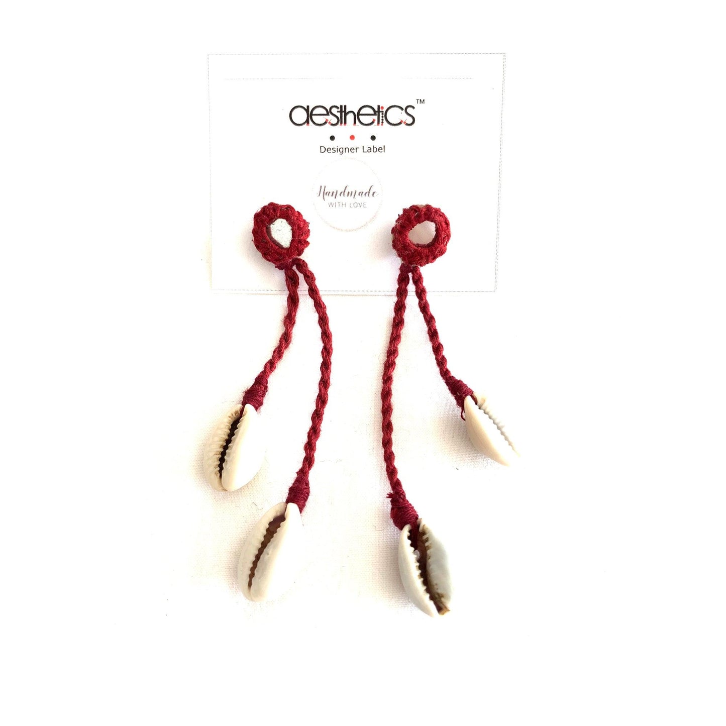 Handcrafted maroon twisted thread kaudi earring - Aesthetics Designer Label