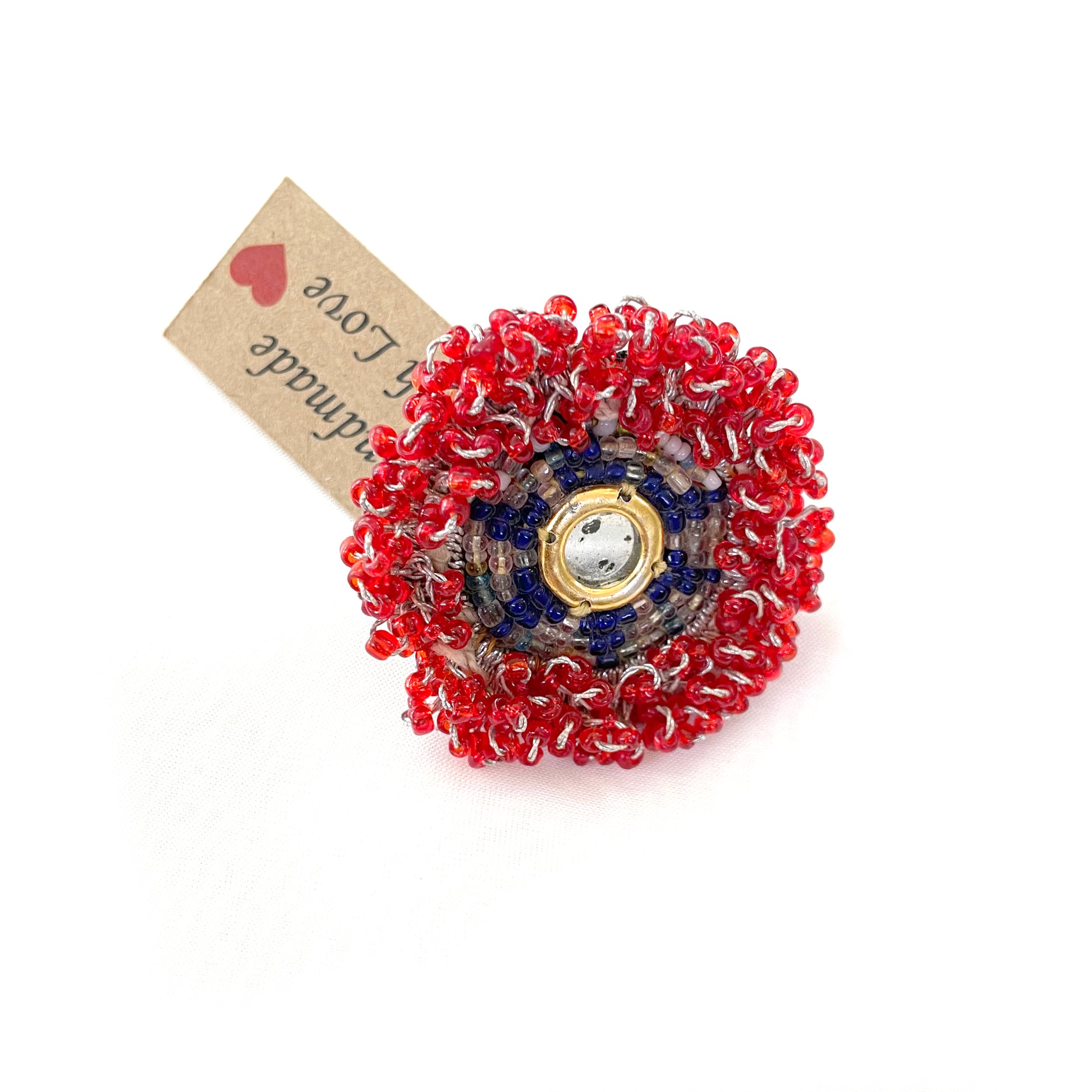 Red kutchi beadwork rings - Aesthetics Designer Label