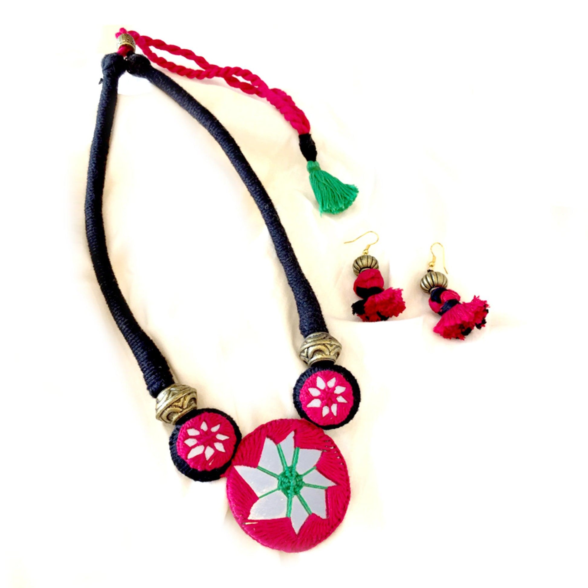 Pink Mirror joint handmade necklace set - Aesthetics Designer Label