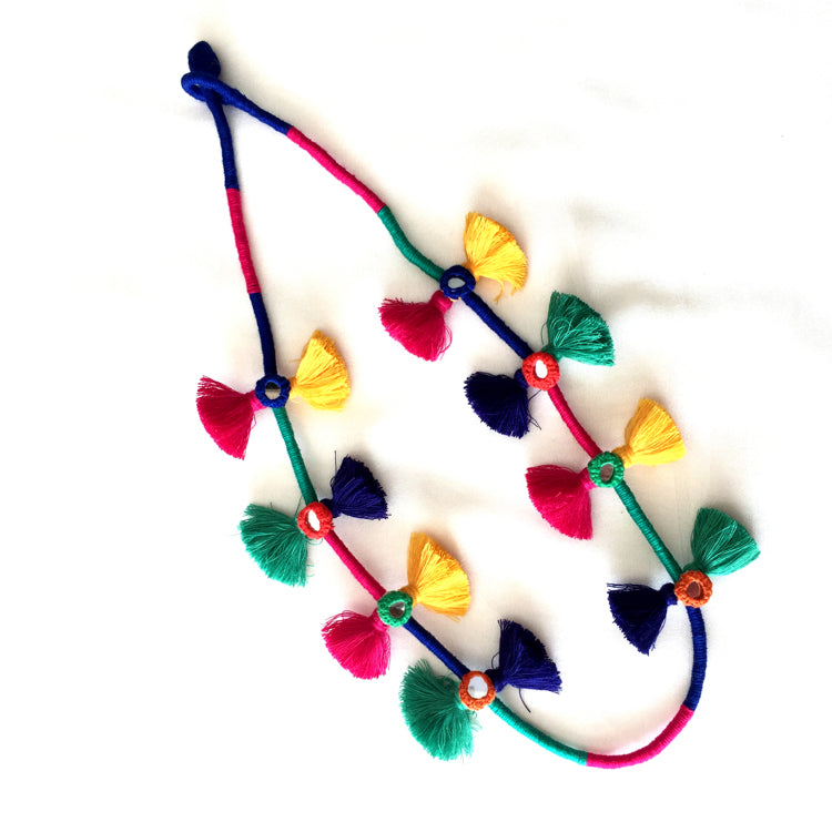 Multi color thread tassels necklace - Aesthetics Designer Label