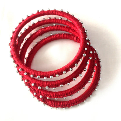 A set of 4 thread work beaded bangle - Aesthetics Designer Label