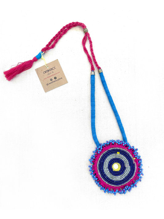 Kutchi bead work blue necklace for navratri - Aesthetics Designer Label