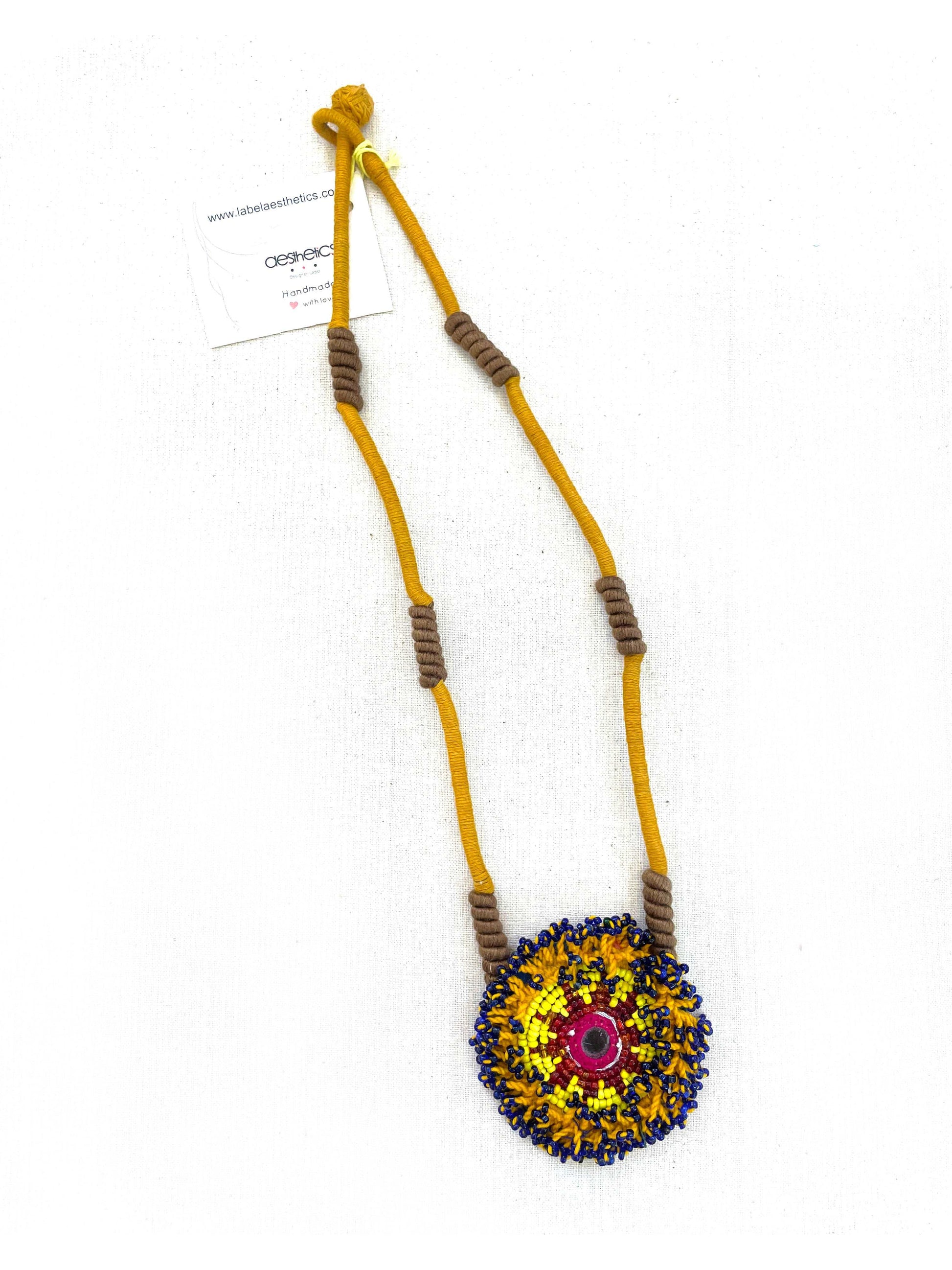 Kutchi bead work twisted dori necklace - Aesthetics Designer Label