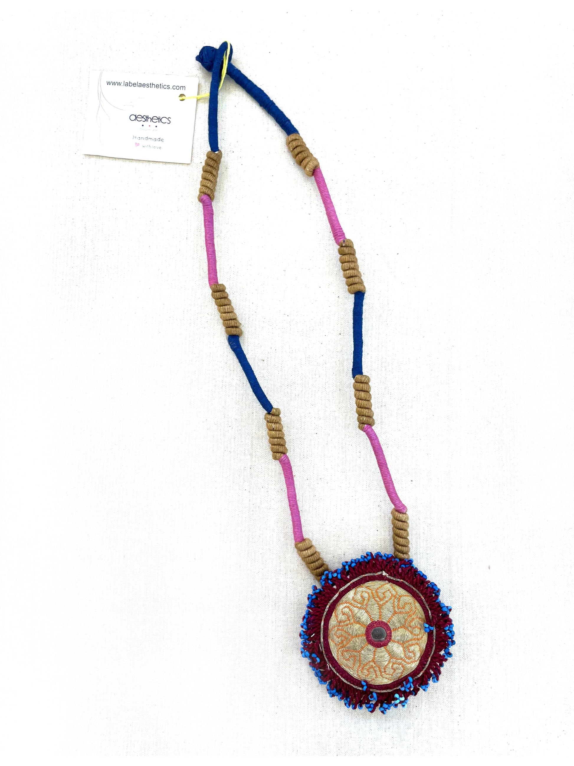 Kutchi bead work twisted dori necklace - Aesthetics Designer Label
